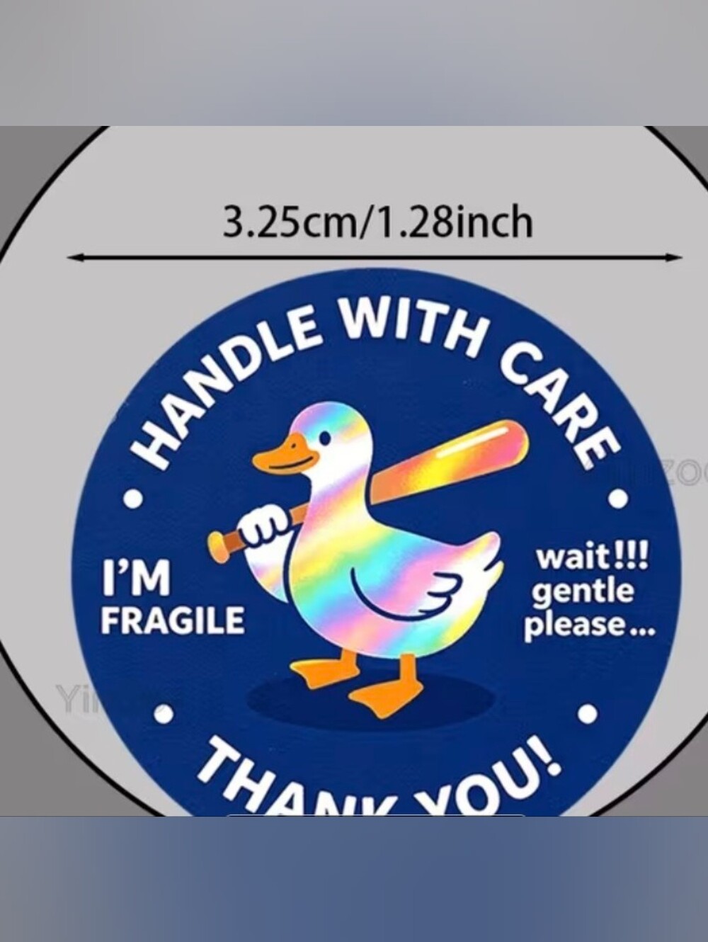 Handle With Care Blue Fragile Sticker - Duck Design Qty 96 - Picture 3 of 3